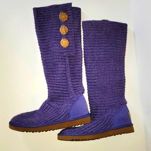 UGG- Purple Knit Boots Tall or Short- Excellent Condition